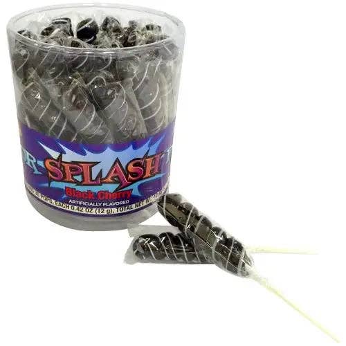 Echo Sales Canada - Wholesale Lollipop - Alberts Black & White Color Splash Black Cherry Swirl Lollipops - Tub of 300