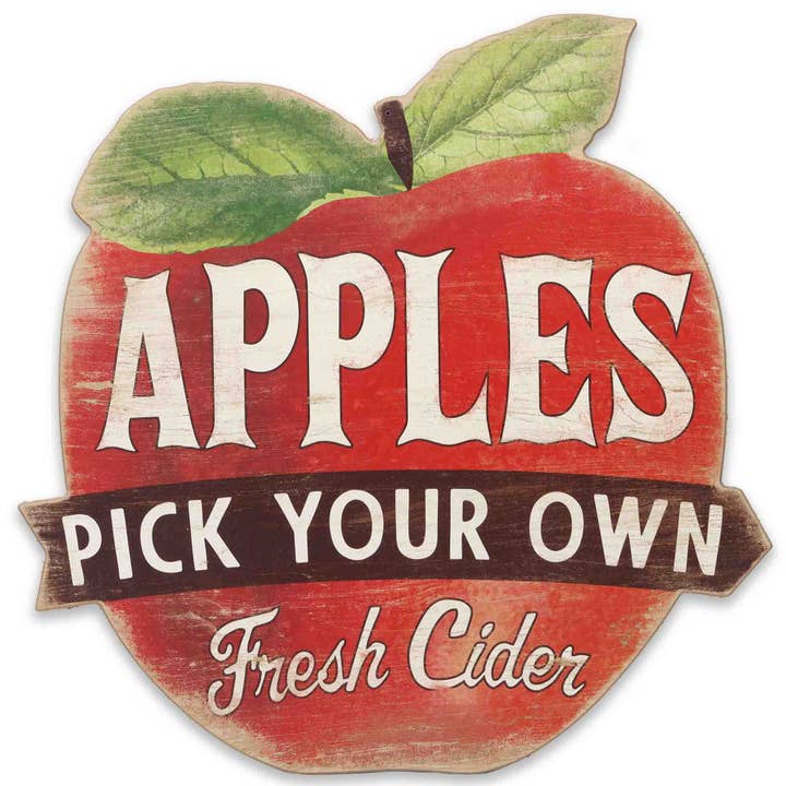 Pick Your Own Apples Wood Wall Decor for wholesale by Open Road Brands, LLC