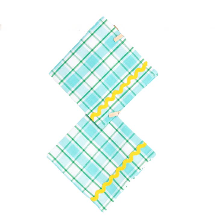 Een paar aqua-en gele servetten voor wholesale door Domenica Marland