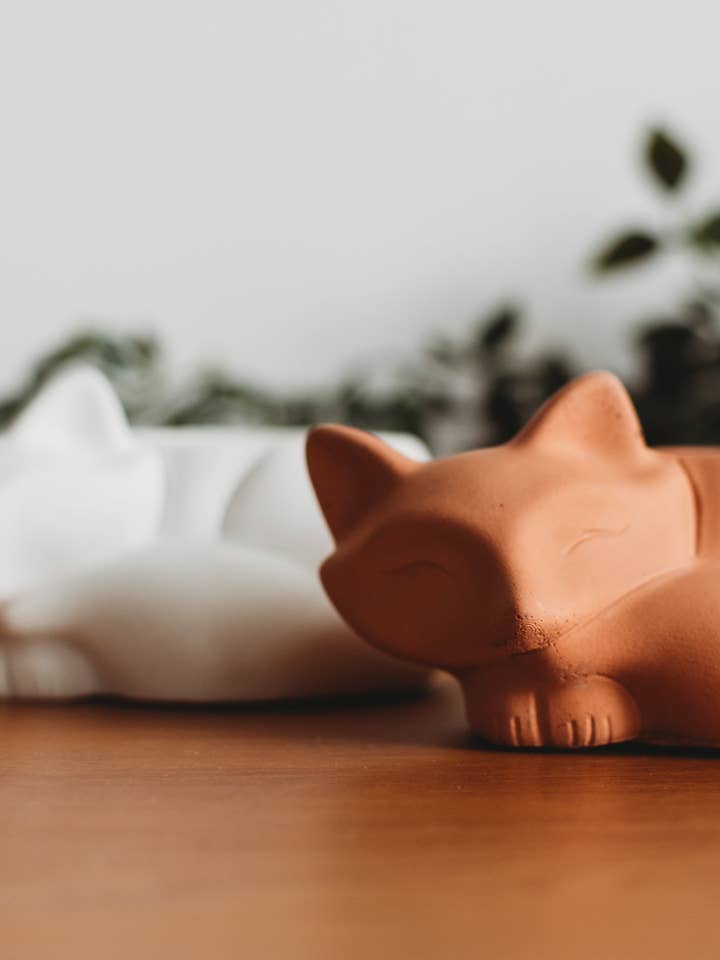 Sleeping Fox Decor | Handmade Fox Concrete Planter | Fox Cement Air Plant Container for wholesale by The Market Made