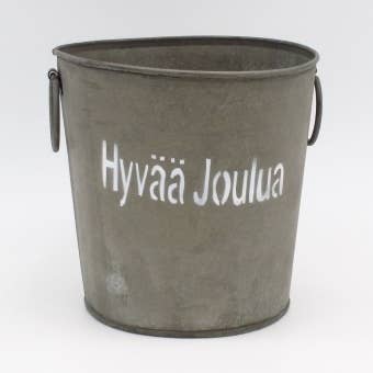 Vaso in metallo con orecchie e stampa Hyvää Joulua per la vendita all'ingrosso da parte di Buyers Service