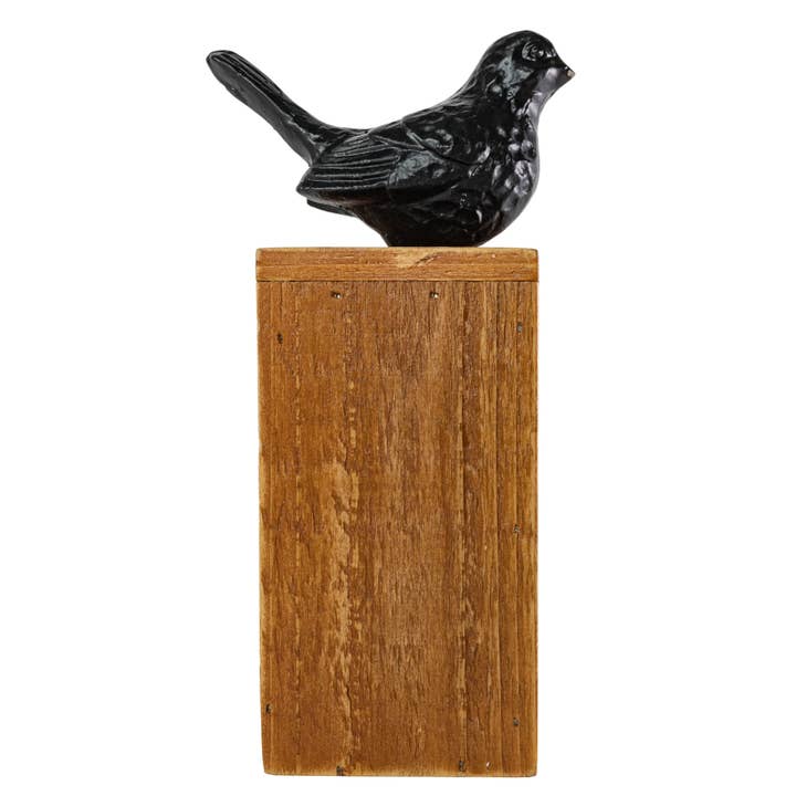 Foreside Home & Garden - Wholesale Decorative Figurine - SALE - Audrey Black Bird Figure Cast Iron Wood Base1