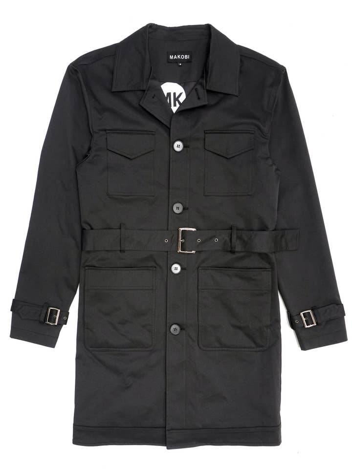 M1330 Vincent Trench Coat - Black for wholesale by Makobi