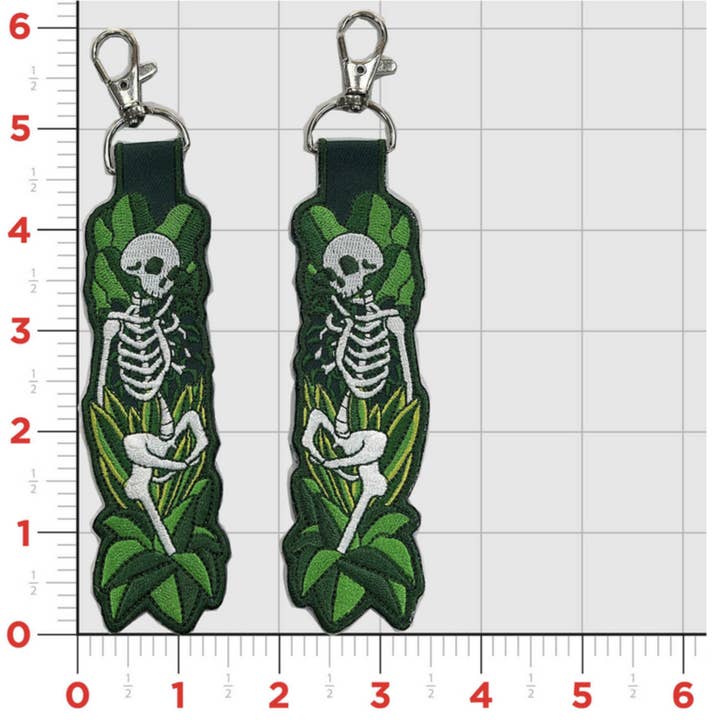 Bone and Dagger Assorted Mercantile - Wholesale Keychain - Unisex - Plant Skeleton Embroidered Keychain1