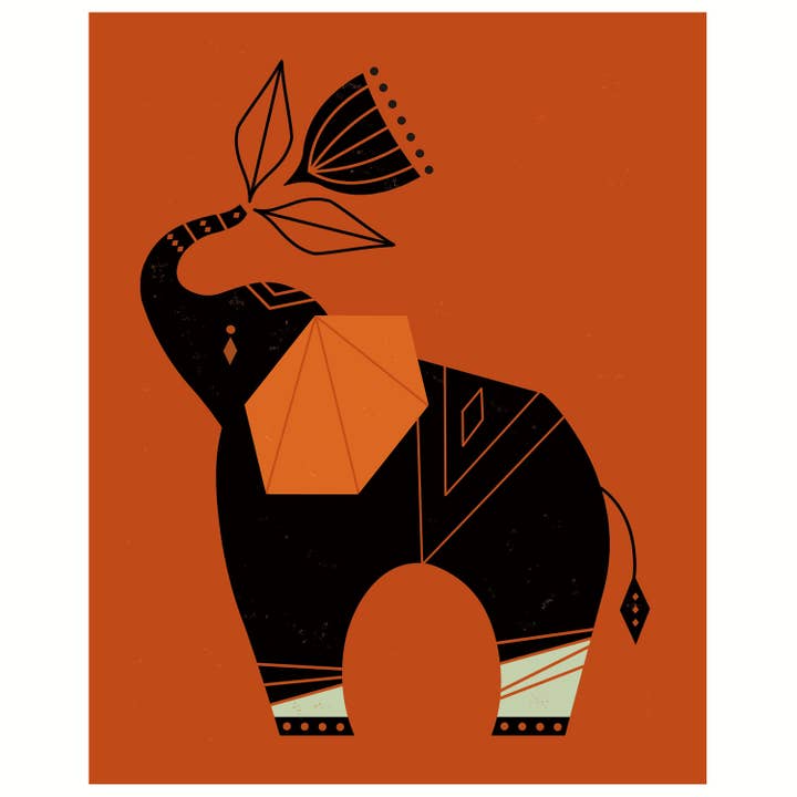 Impresión artística Mod Elephant para venta al por mayor de Amber Leaders Designs