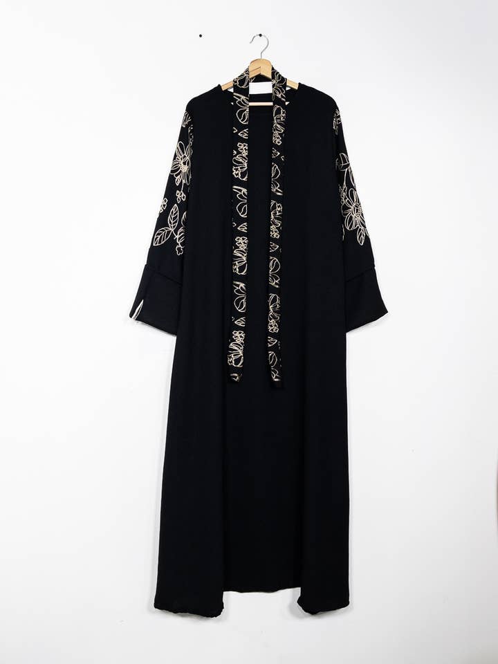 IDEAL OUTFIT - Wholesale Dress - Women's - Floral embroidered abaya dress ref:Ro2513jazz25
