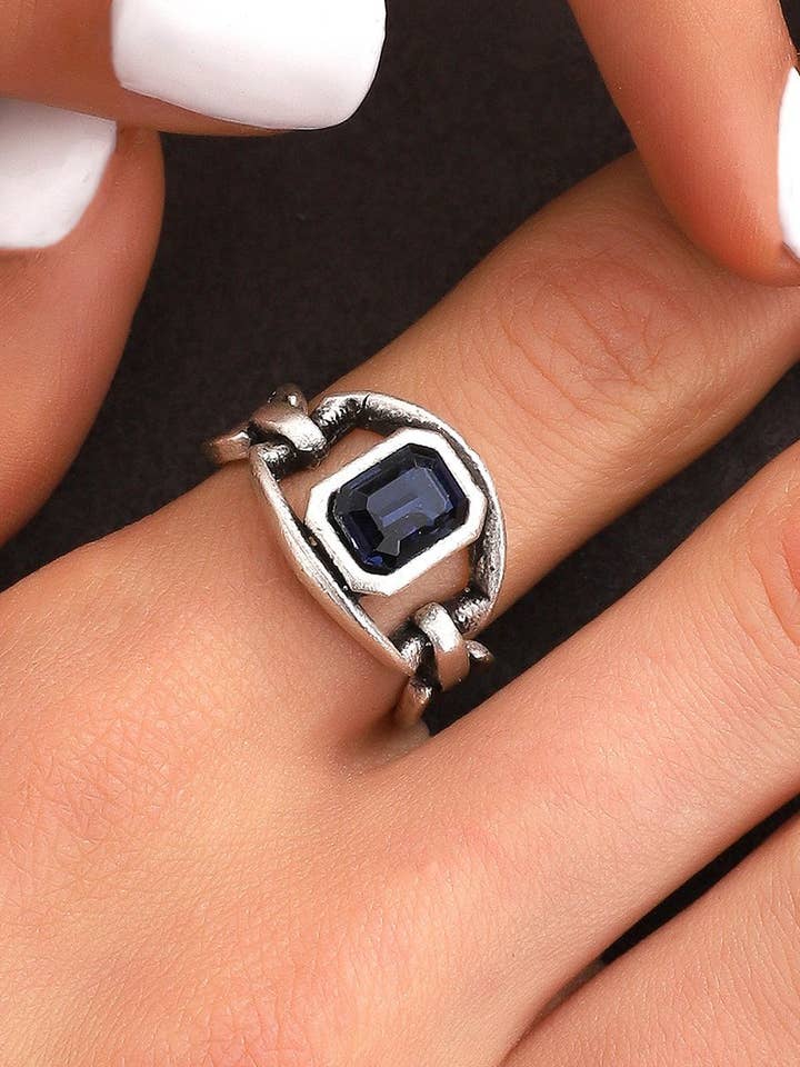 Handmade silvertone free size adjustable ring for wholesale by AVENS