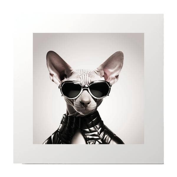 Black and White Sphynx Punk Photography Collage Print for wholesale by Artificial Ink