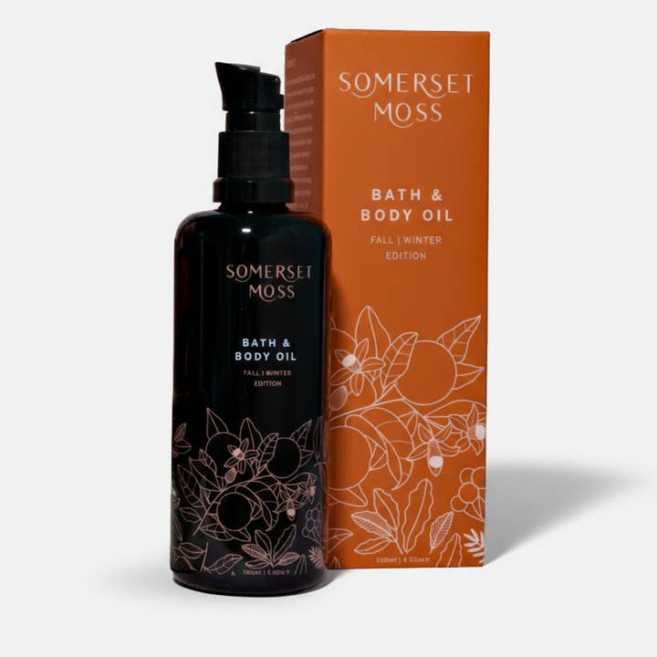 Fall-Winter Bath and Body Oil for wholesale by Somerset Moss (No Duties | Ships from CA | USMCA Compliant)