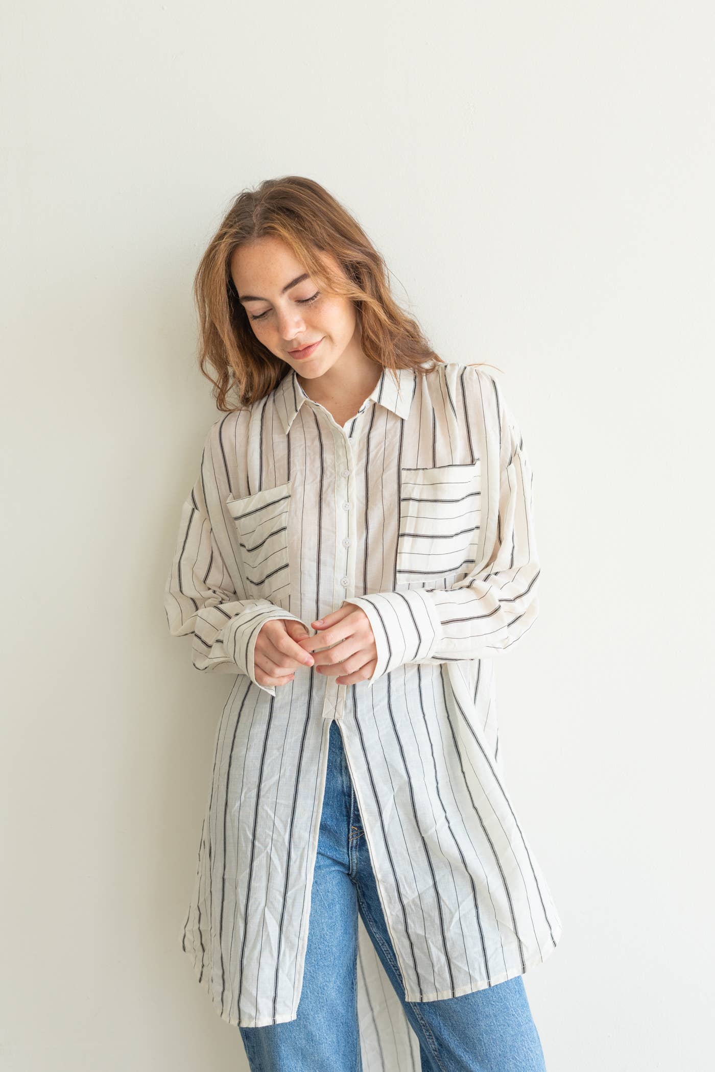 Ivory Black Reagan Button Down Top for wholesale on Faire1