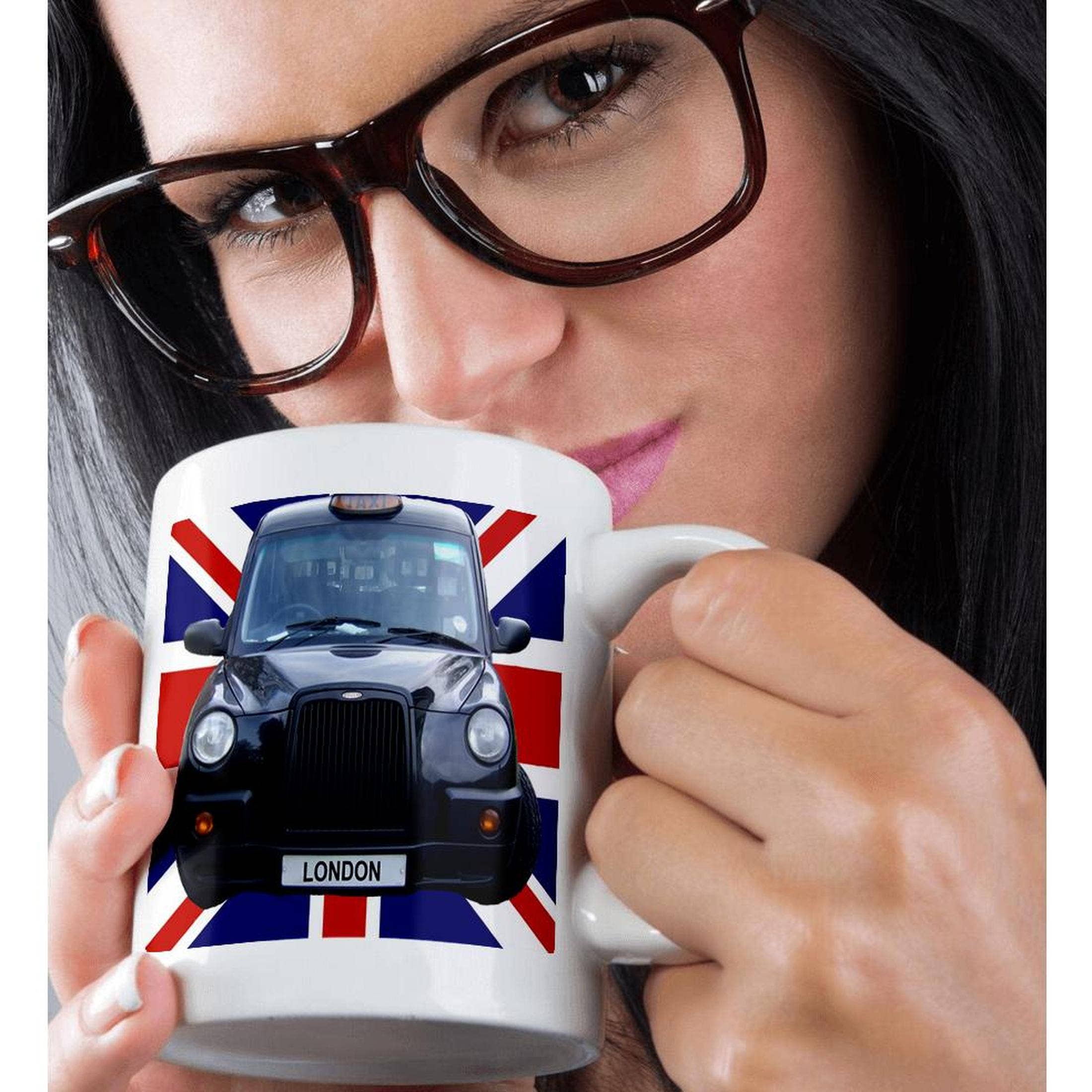 3dRose – wholesale Coffee mug – 3dRose, London Black Taxi Cab on British Flag union Jack background - UK Great Britain United Kingdom Travel, Mug8