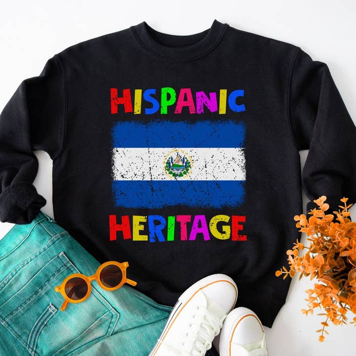 Felpa con bandiera del patrimonio nazionale ispanico di El Salvador per la vendita all'ingrosso da parte di Vivtrek