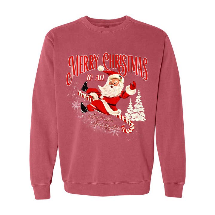 Pull de Noël graphique rétro rétro Merry Christmas pour la vente par Taylor Grace