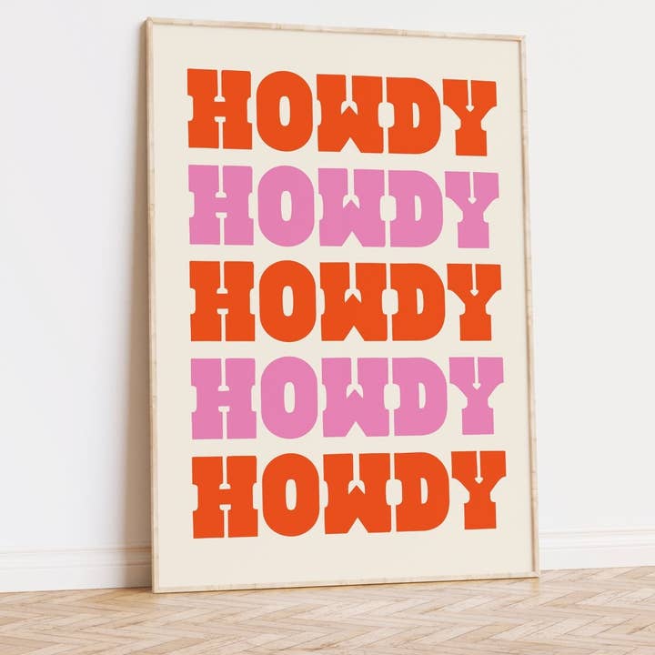 Howdy Cowgirl Print for wholesale by Moonshine Prints