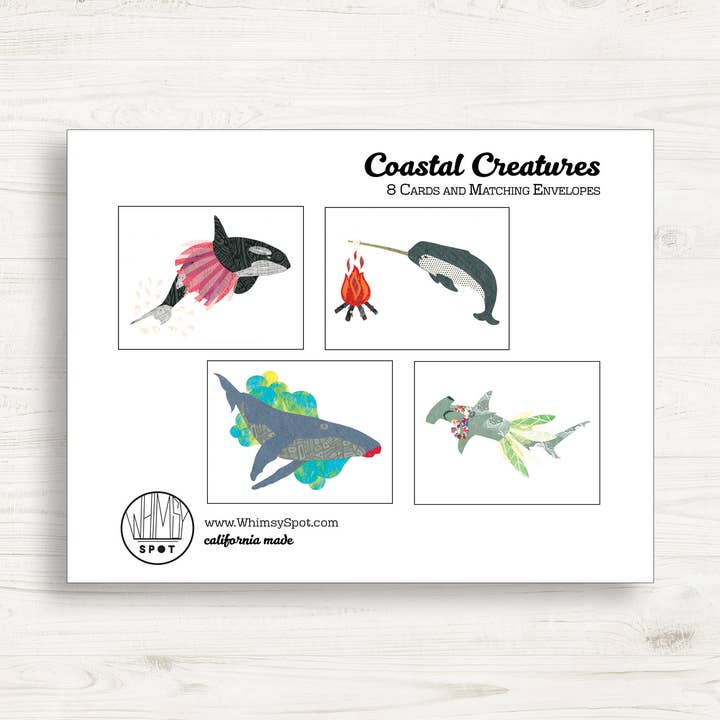 Ensemble de cartes de créatures côtières pour la vente par Whimsy Spot