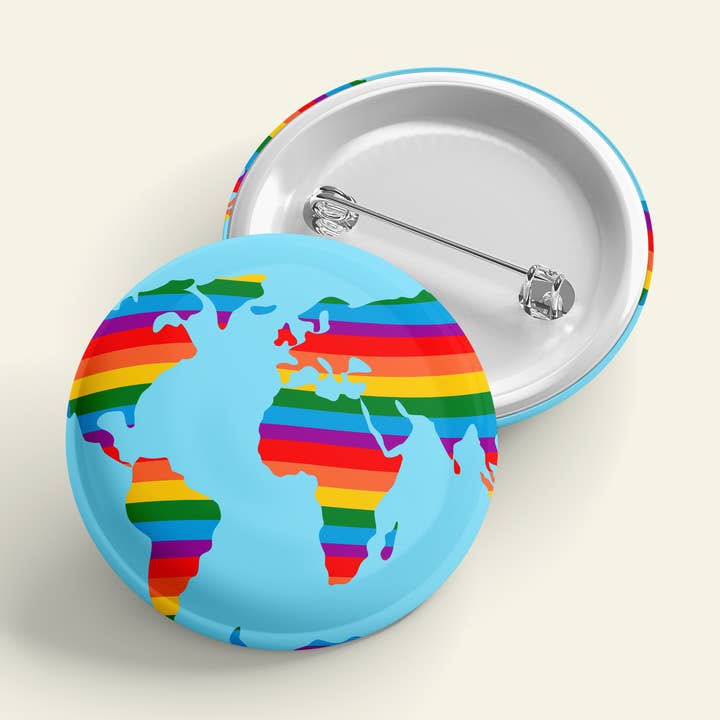 A Gay World | Bouton Pin Retour Pride pour la vente par That’s So Andrew - Snarky Gifts & Cards