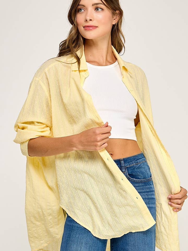 TEXTURED OVERSIZED BUTTON-UP SHIRT for wholesale by Miss Love