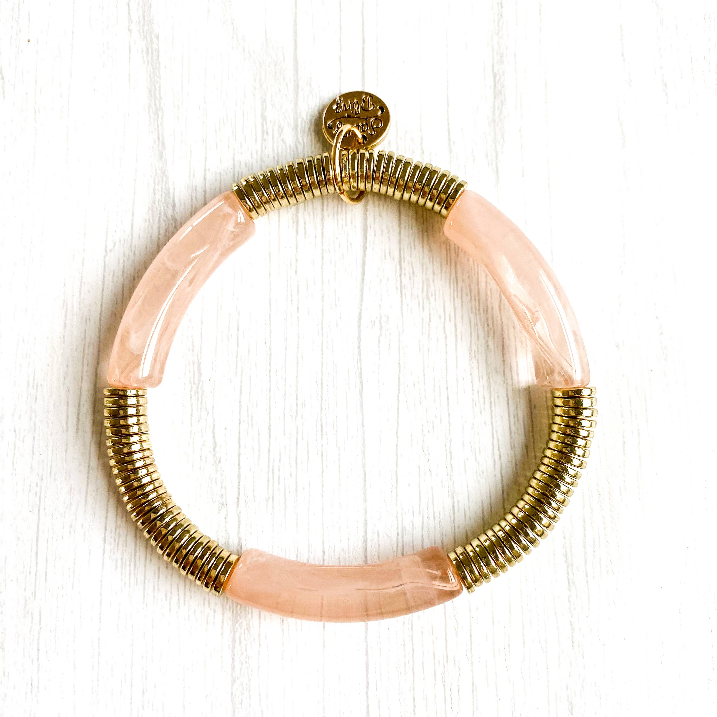 Savvy Bling - Wholesale Beaded Bracelet - Acrylic Tube Bamboo Bracelet & Gold1