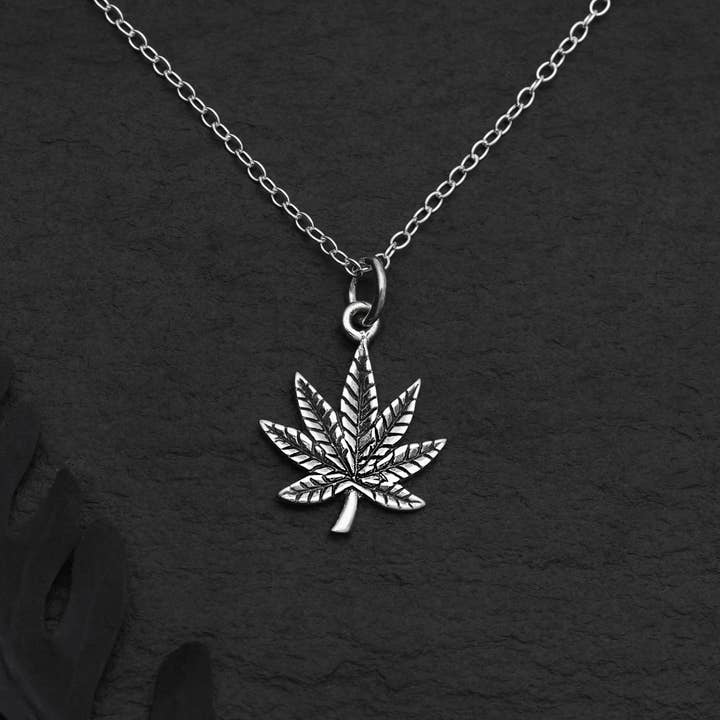 Nina Designs - Wholesale Pendant/Charm Necklace - Sterling Silver Pot Leaf Necklace
