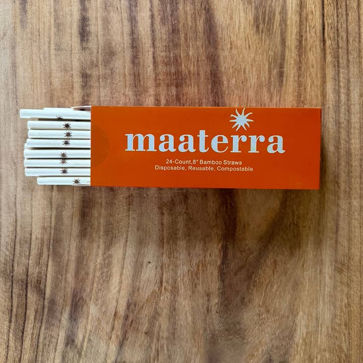 maaterra - Wholesale Drinking Straw - Bamboo Straws | 8 Inch | 24 count5