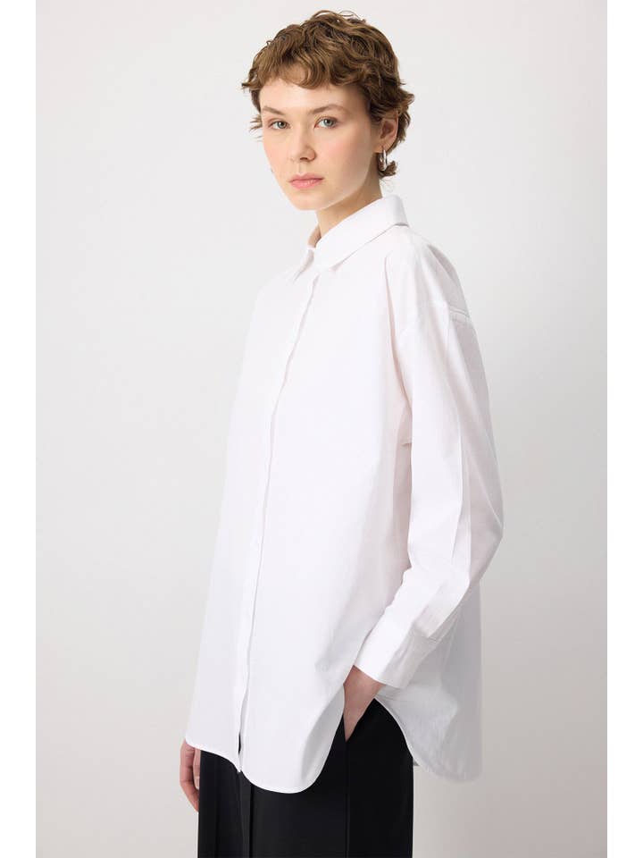 COTTON OVERSIZE SHIRT - CRISP WHITE for wholesale on Faire