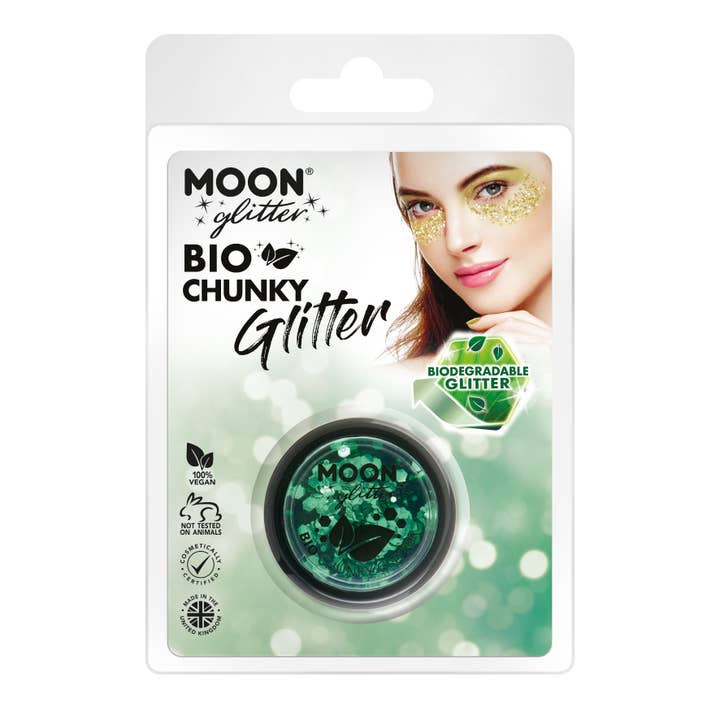 Moon Makeup – wholesale Kroppsglitter/skimmer – Clamshell BIO Chunky Glitter, 3g-miljövänlig