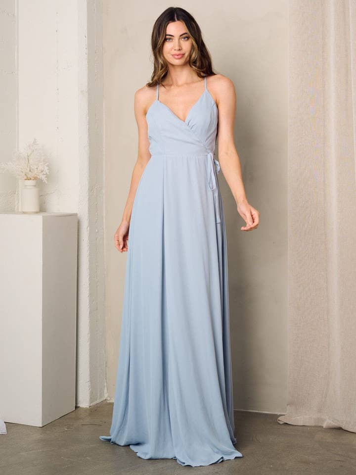 IWT Brands - Wholesale Dress - Women's - RD2008 - SLEEVELESS SURPLICE SELF TIE MAXI DRESS*