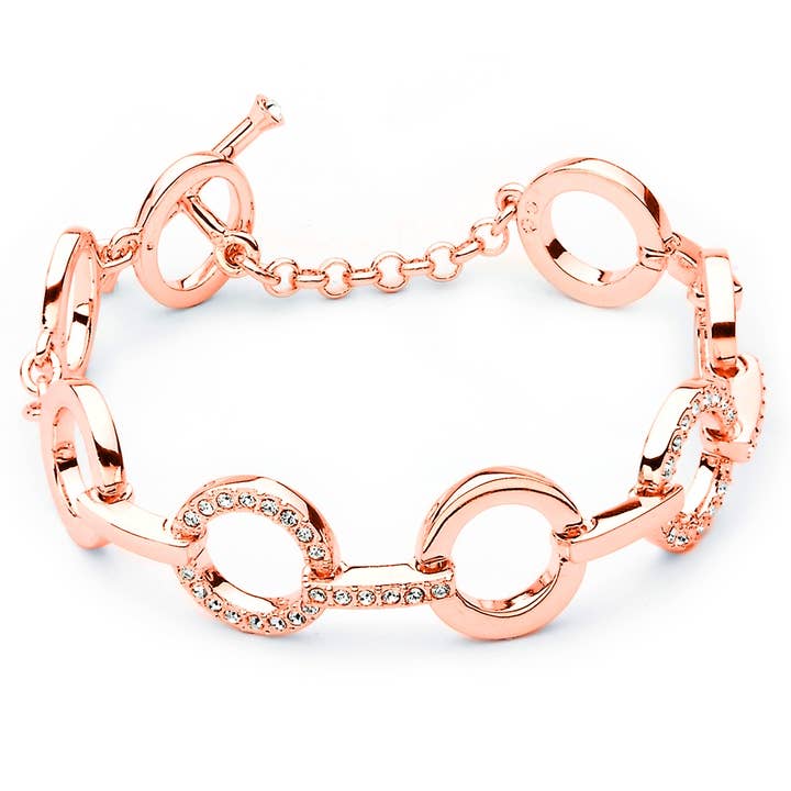 MYJS Circle Bracelet with Clear Rose Gold Plated Gift Bridal for wholesale by My Jewellery Story