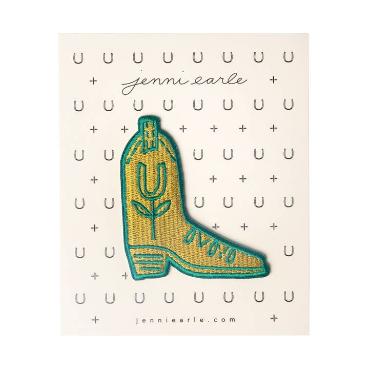"lucky boot" woven patch for wholesale by Jenni Earle