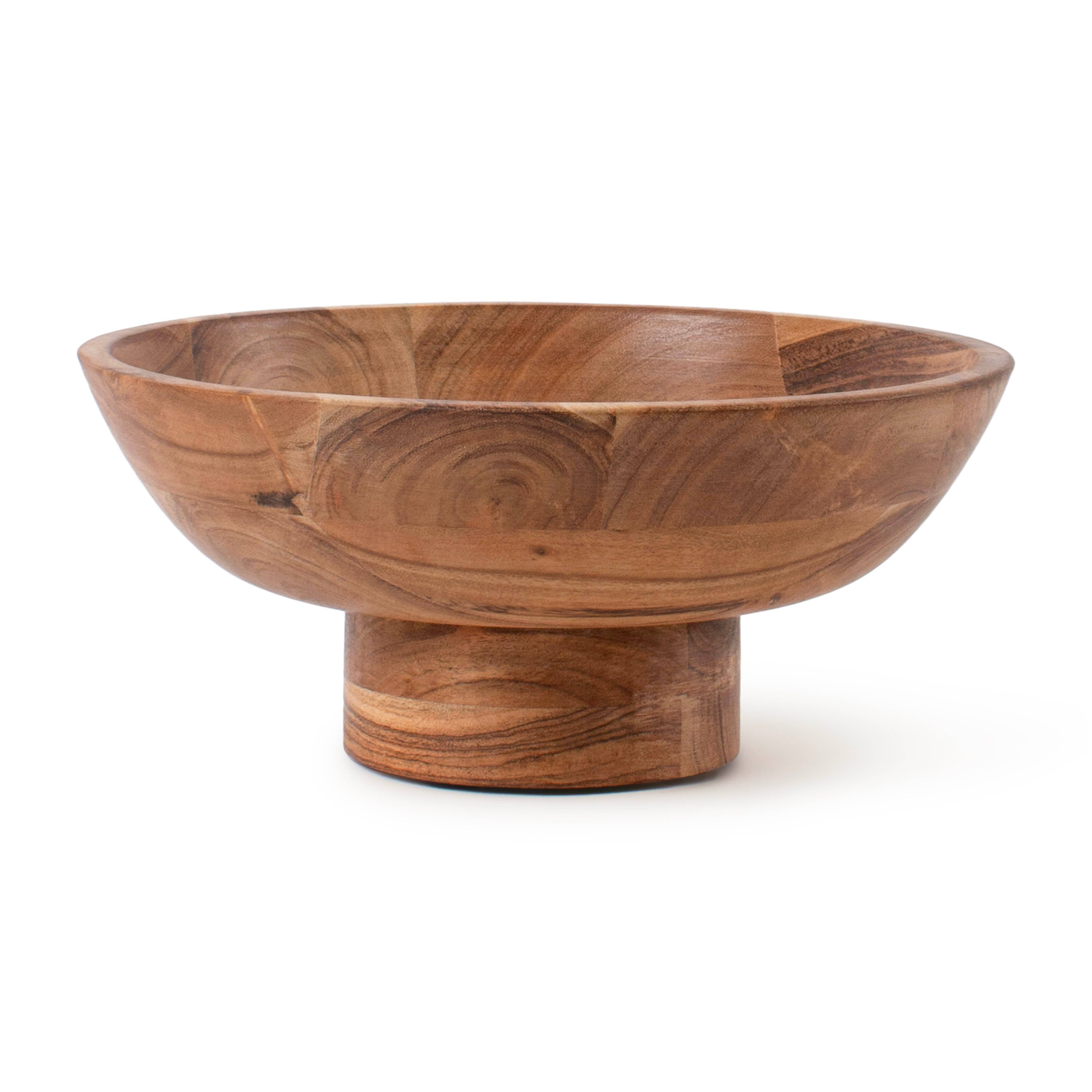LuxeDesigns Co LLC - Wholesale Decorative Plate/Dish/Bowl - Wooden Footed Bowl by Luxe Designs – Handcrafted Decorative Fruit Bowl with Elegant Footed Base for Dining, Serving, and Home Décor – Perfect for Fruits, Snacks, and Centerpiece Display