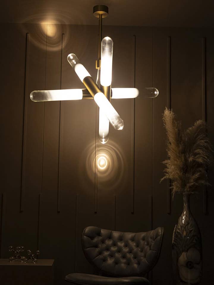 Manila Transparent Glass Gold Salon Pendant Light Chandelier for wholesale by HEKA LIGHTING & TRADING LTD