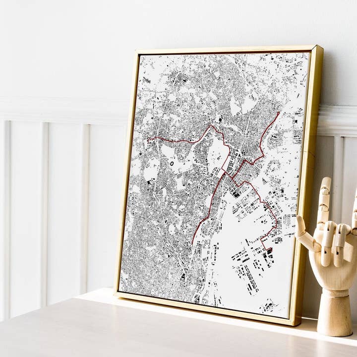 Tokyo Marathon: Detailed Building Map, Premium Poster Print for wholesale by Nativah Chaya