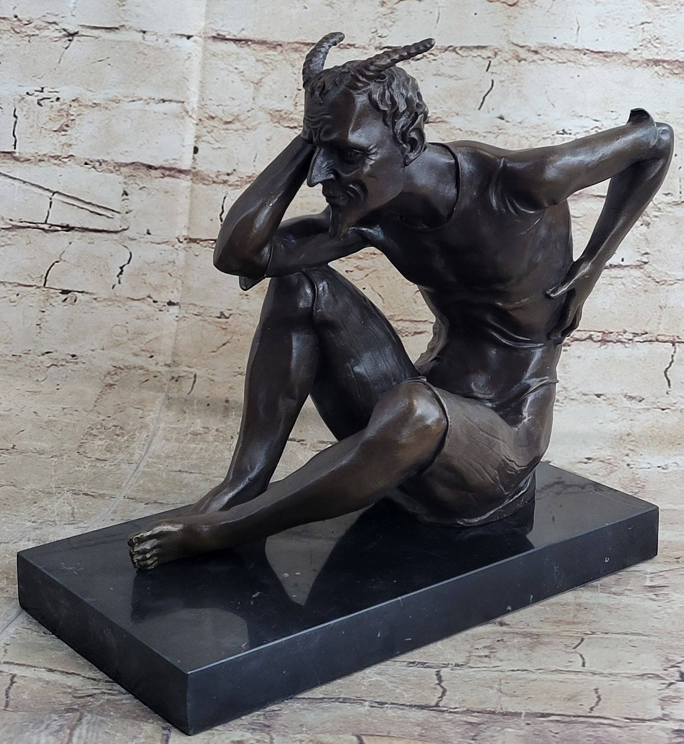 Bronzhaus - Wholesale Sculpture - Satan Devil Demon Satyr Bronze Statue Sculpture Figure Art 7.5" x 8"3