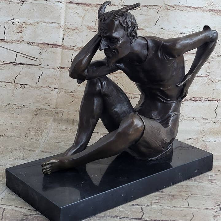 Bronzhaus - Wholesale Sculpture - Satan Devil Demon Satyr Bronze Statue Sculpture Figure Art 7.5" x 8"3