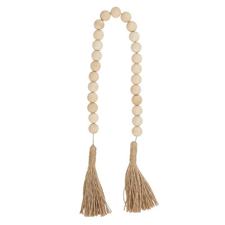 Natral Wd Beads W/ Jute Tassl for wholesale by Angle