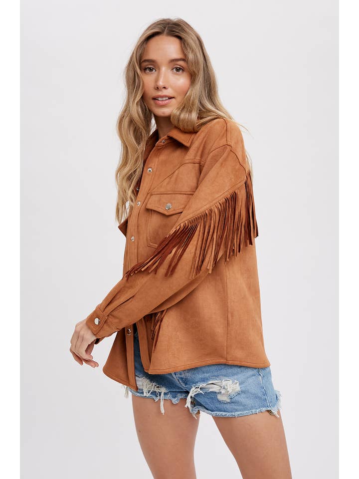 Bluivy - Wholesale Shirt Jacket/Shacket - Women's - VEGAN SUEDE FRINGED SHACKET19