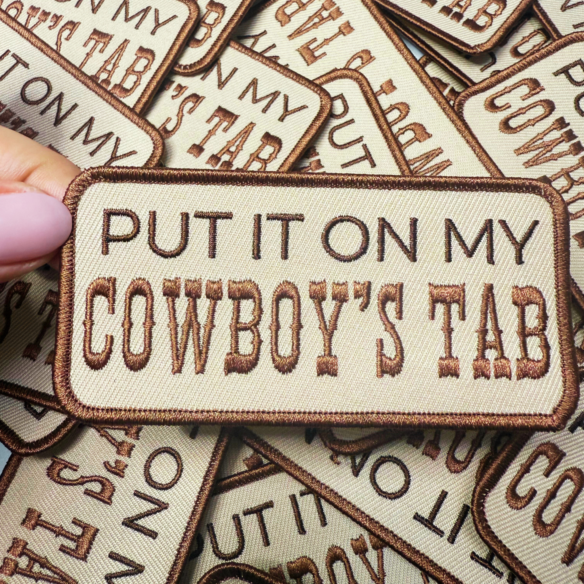 TEELUX - Wholesale Patch - 4" Put it on my COWBOYS TAB -  Embroidered Hat Patch1