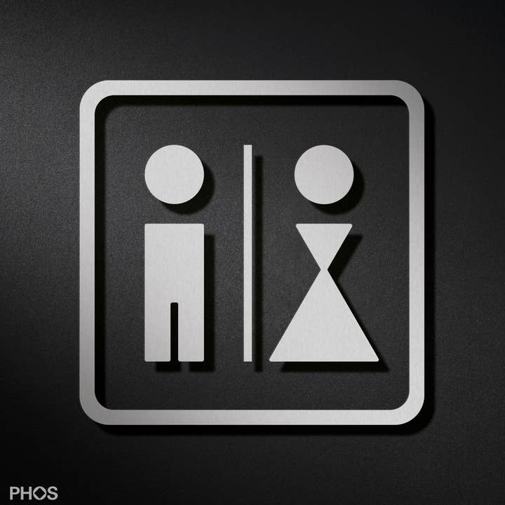 PHOS Design GmbH – Großhandel Badezimmerschild – WC Piktogramm Herren & Damen mit Trennstrich, selbst klebend1