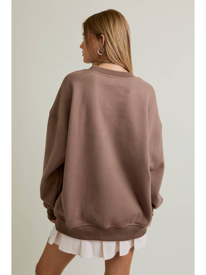 LE LIS - Wholesale Graphic Sweatshirt - Women's - "COWBOY" EMBO LONG SLEEVE CREW NECK OVERSIZED SWEATSHIRT2