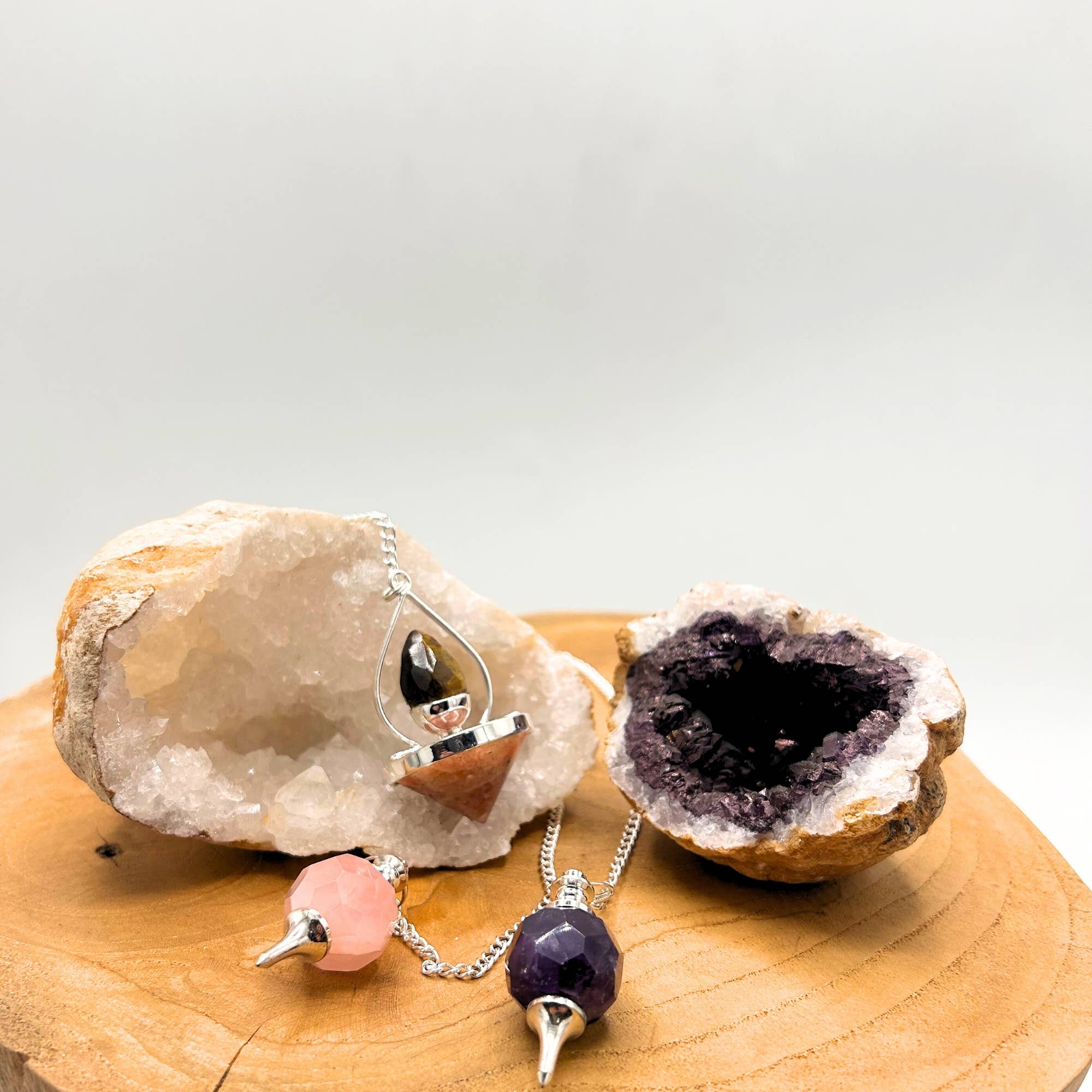 AW Artisan - Wholesale Spiritual Stone/Crystal - Lantern of Life Pendulum - Black Agate and Rose Quartz5