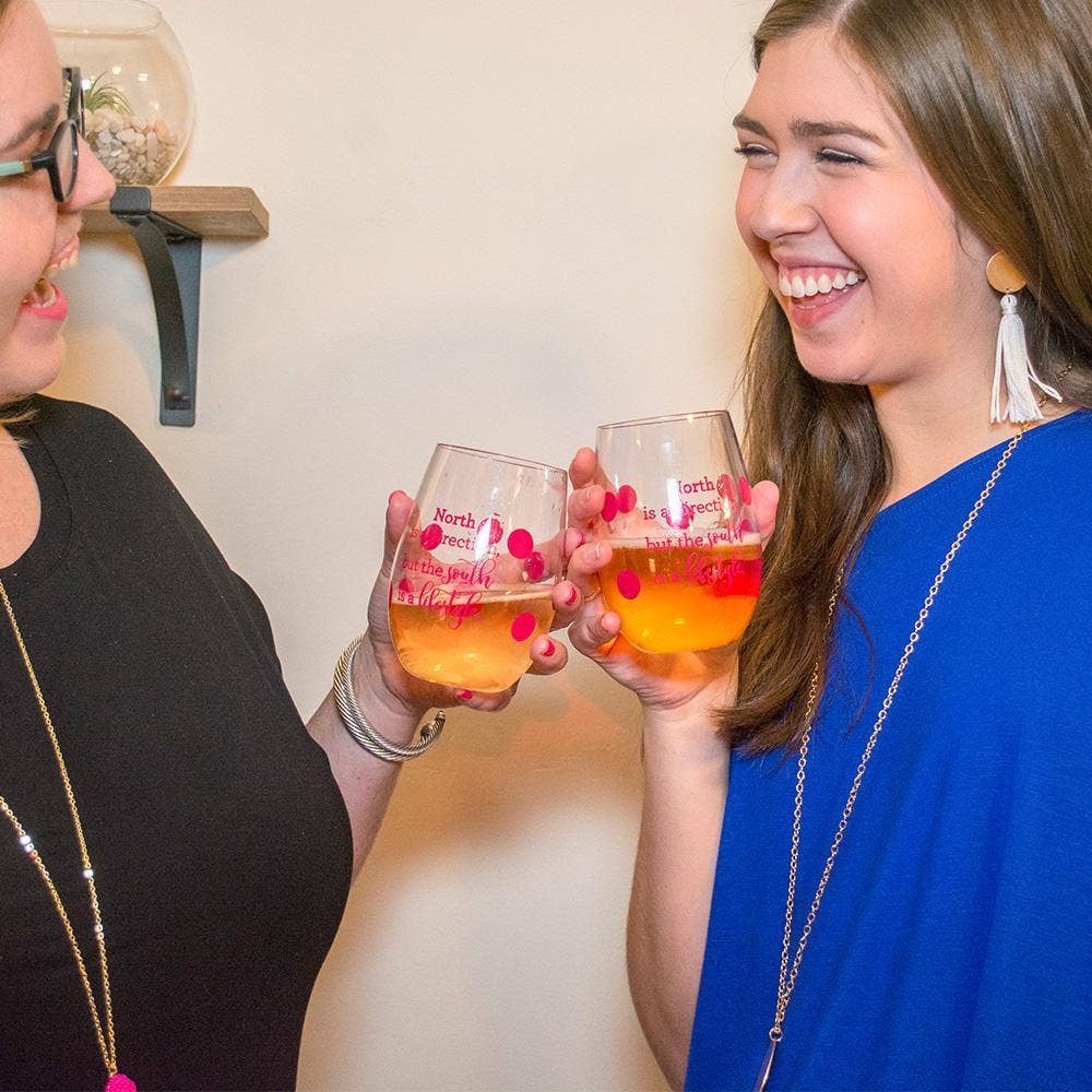 Mainstreet Collection – wholesale Wine glass – "Hello Bubbles Goodbye Troubles" Acrylic Wine Glass Set2