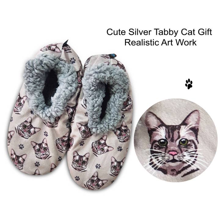 E&S Pets – wholesale Slippers – Women's – Silver Tabby Slippers2
