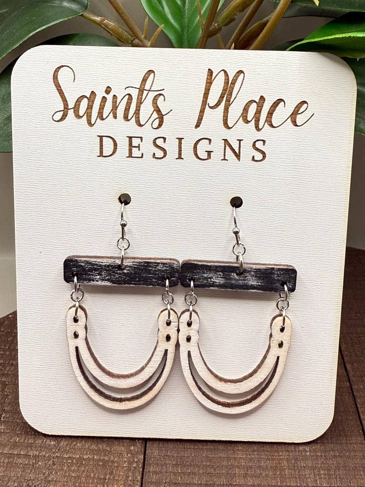 Elegant White & Black Bar Necklace and Earrings Set for wholesale by Saints Place Designs