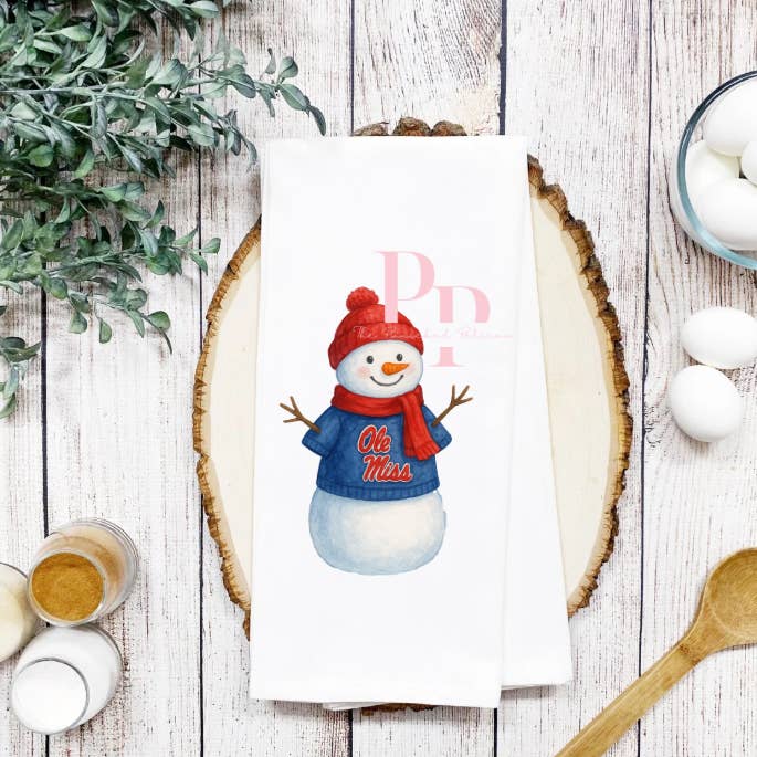 Ole Miss Christmas decorative towel for wholesale by The Panicked Pelican