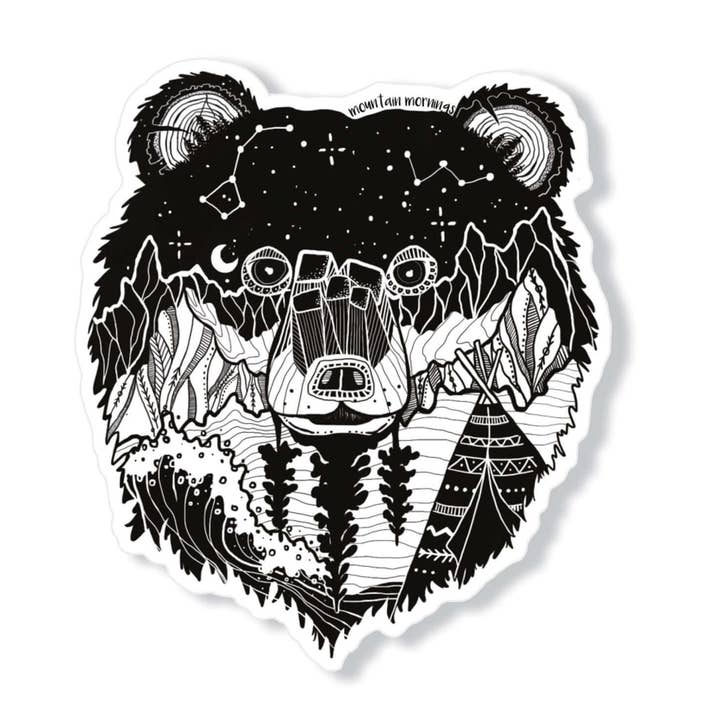 Sticker Bear Head voor wholesale door Mountain Mornings