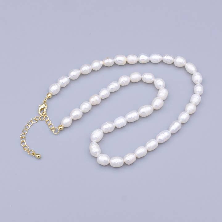 Colar Choker de Pérola de Água Doce com Anéis e Ouro 24K Revestido 14 Polegadas | WA-2913 por atacado de Aim Eternal