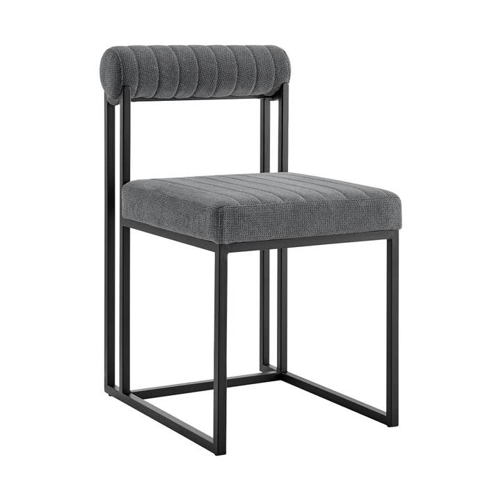 HomeRoots - Wholesale Chair - Set of Two Gray And Black Upholstered Polyester Open Back Dining Side Chairs