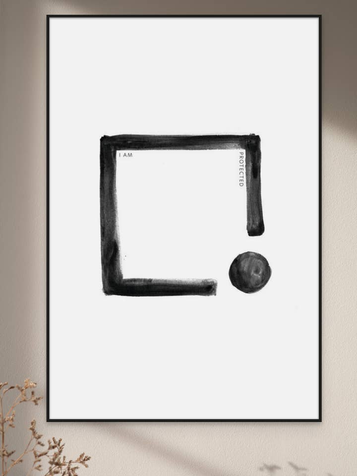 PROTECTION Positive Affirmation Art Print with Square Symbol for wholesale by Ruju
