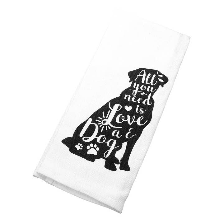 Wona Trading, Inc. - Wholesale Paper Towels - All you need is Love and a Dog Printed Kitchen Towel