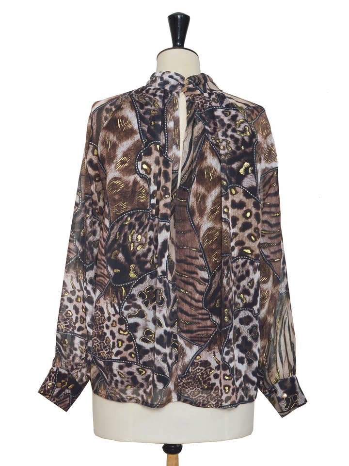 ELLI WHITE - Wholesale Blouse - Women's - Animal print blouse with golden highlights7